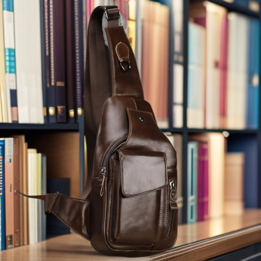 Bolsa Bandolera de Cuero Genuino para Hombre - Estilo Vintage Multifuncional
