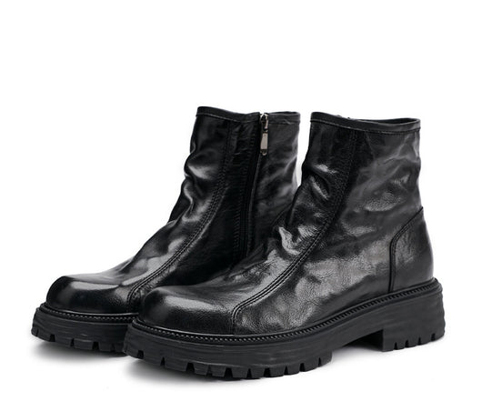 Botas Worker de Cuero Genuino con Plataforma para Hombre - Otoño e Invierno - Image 13