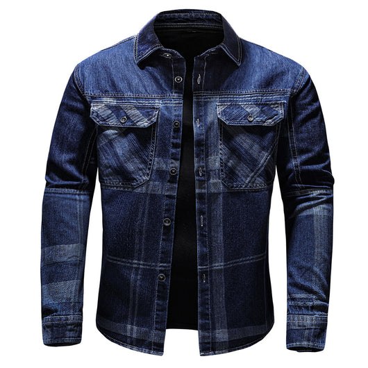 Camisa de Cuadros Denim Manga Larga para Hombre - Image 12