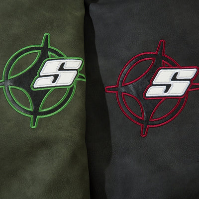 Chaqueta de Cuero PU Suelta con Bordado de Estrella Cruzada - Image 3