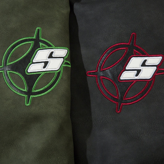 Chaqueta de Cuero PU Suelta con Bordado de Estrella Cruzada - Image 3