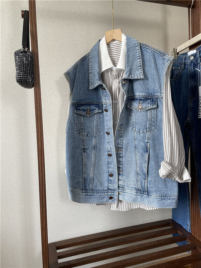 Chaleco Denim Suelto sin Mangas para Mujer - Image 13