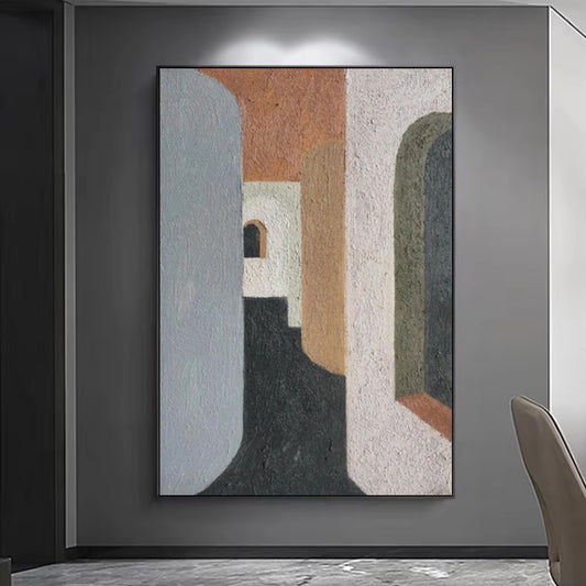 Cuadro Abstracto Moderno en Óleo - Arte Textural para Sala de Estar