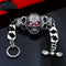 Pulsera Calavera Gabala de Acero Titanio con Incrustaciones de Gemas para Hombre