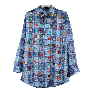Camisa Cuadros Azul Diseño Exclusivo para Mujer - Image 5