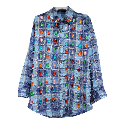 Camisa Cuadros Azul Diseño Exclusivo para Mujer - Image 5