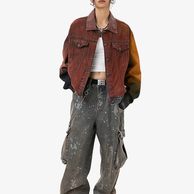 Chaqueta Denim Vintage Americana Oversize Lavado Relajado
