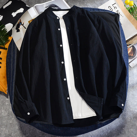 Camisa Manga Larga Algodón y Lino para Hombre - Primavera y Otoño - Image 6