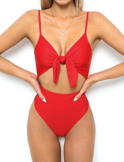 Traje de Baño Enterizo Sexy con Nudo y Estampado ZC2520 - Image 11