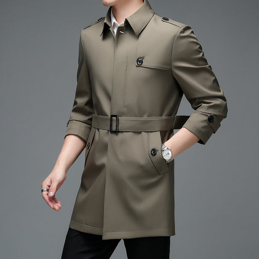 Abrigo Tipo Gabardina Casual Largo para Hombre