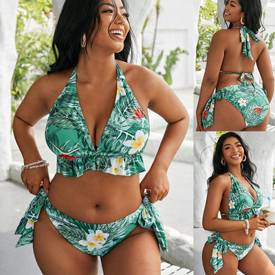 Bikini Dividido con Encaje de Estampado Delicado para Mujer - Image 11
