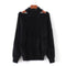 Suéter Pullover de Cuello Alto Elegante con Escote Descubierto en Polar de Visón