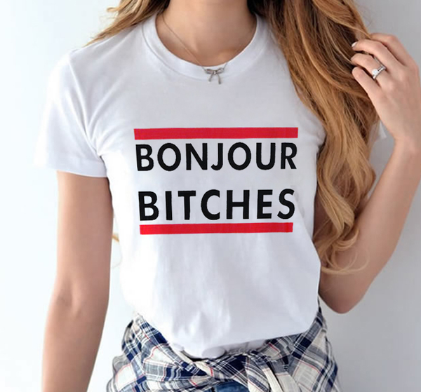 Camisetas Casuales con Estampado de Letras para Mujer
