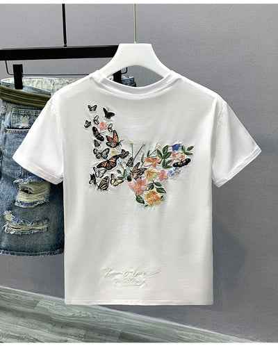 Camiseta Cuello Redondo Hombre con Bordado de Mariposas - Image 12