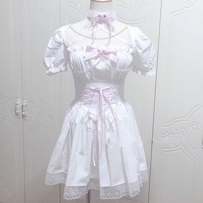 Vestido Retro Cuadrado con Mangas Abullonadas y Cintura Ajustable - Image 3