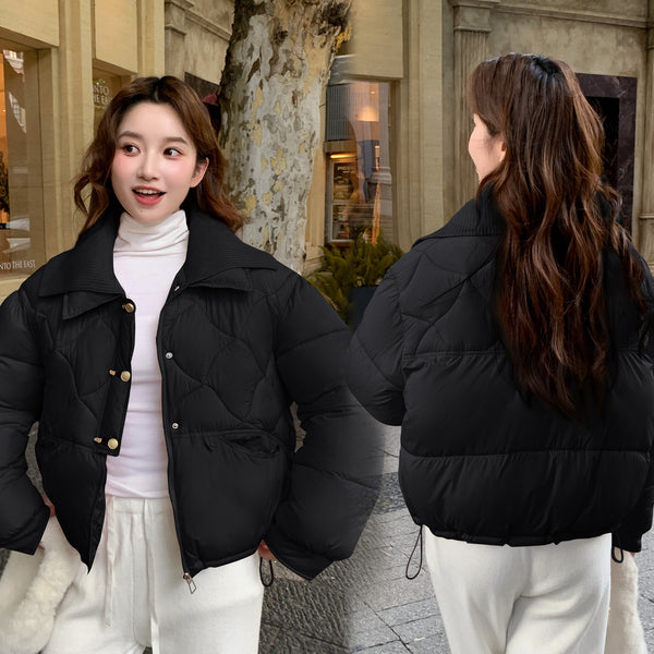 Abrigo Acolchado de Algodón con Diseño Rombo - Elegancia Casual y Confort