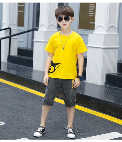 Conjunto de Shorts y Playera para Niño con Diseño de Gato - Verano - Image 12