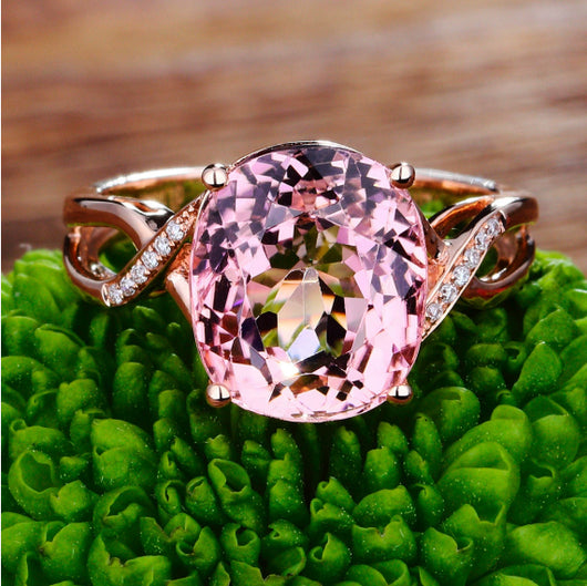 Anillo de Turmalina con Cristal Rosa y Circonitas - Diseño de Moda Europeo - Image 8