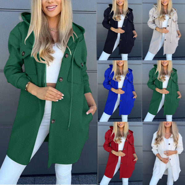 Chaqueta de Twill con Capucha y Bolsillos para Otoño e Invierno
