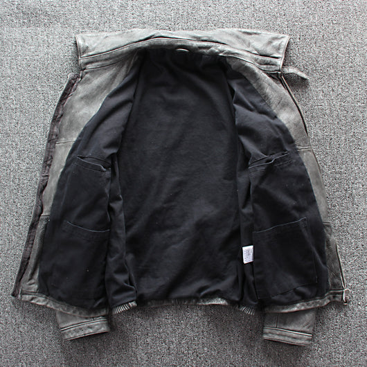 Chaqueta de Cuero para Motociclista con Bolsillos de Negocios - Image 12