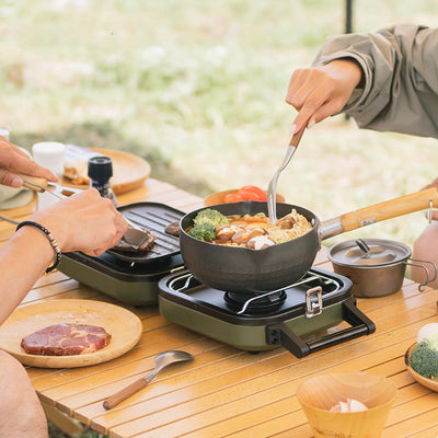 Estufa Portátil de Doble Quemador para Camping y Picnic
