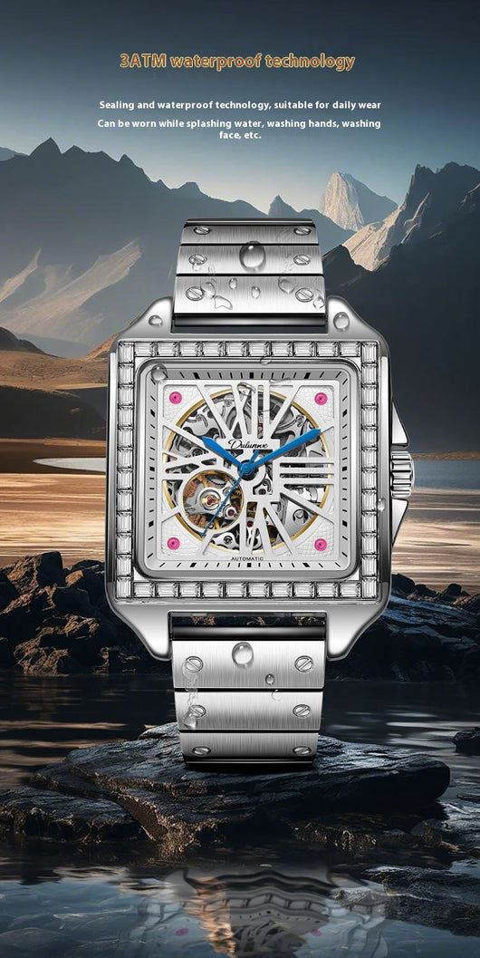 Reloj Automático de Diseño Cuadrado con Diamantes - Image 17