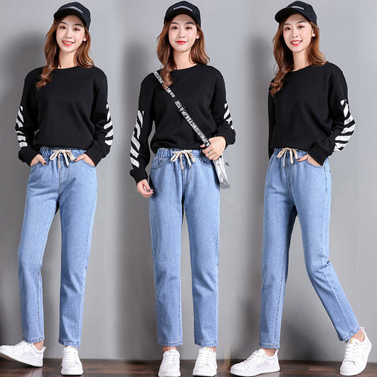 Pantalones Vaqueros Elásticos Cintura Alta con Cordones para Mujer - Image 13