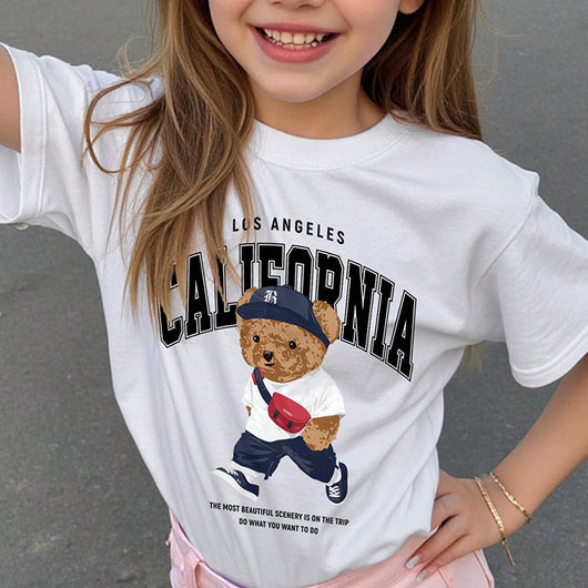 Playera Infantil Estampado Osito Casual de Manga Corta