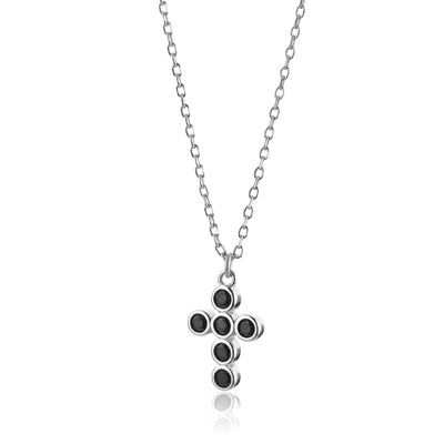 Collar Colgante Cruz de Plata 925 con Circones Blancos y Negros - Image 6