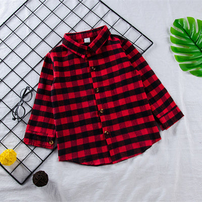 Blusa Infantil a Cuadros Rojo con Estampado de Letras - Image 2