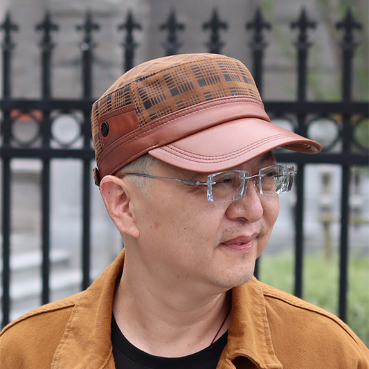 Gorra Newsboy de Piel de Oveja para Hombre con Visera Plana
