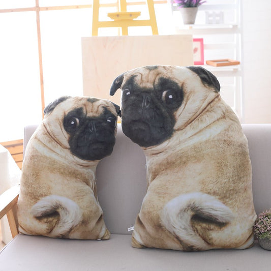 Almohada Peluche Bulldog 3D Realista - Muñeco Pug Acostado para Sofá y Descanso