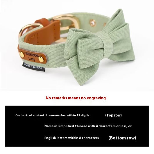 Collar de Cuero para Perro con Letras y Moño - Correa de Mano - Image 10