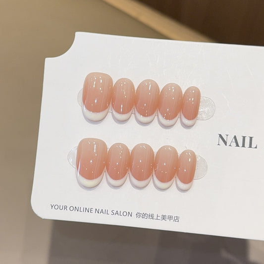 Uñas Postizas Francesas Artesanales de Alta Gama con Efecto Blindado
