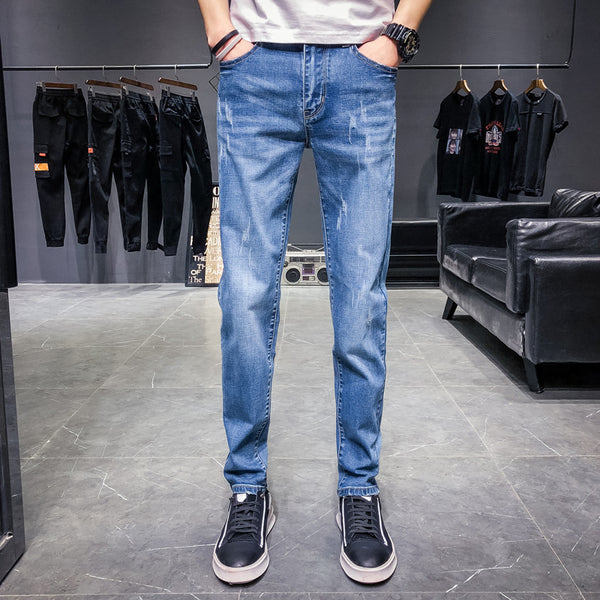 Pantalones Denim Slim Stretch Estilo Coreano para Hombre - Verano Casual