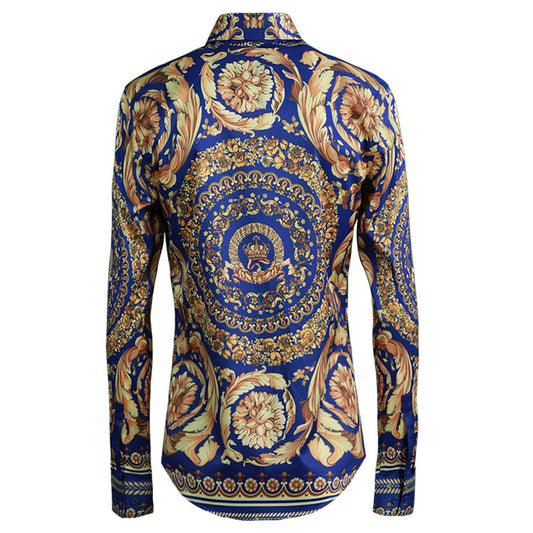 Camisa Elegante Sin Planchado con Diseño Floral Simétrico - Estilo Real para Hombre