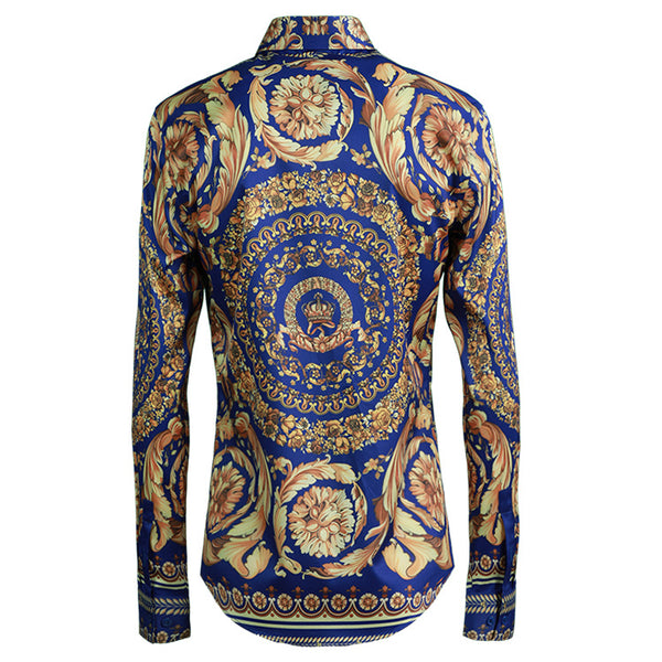 Camisa Elegante Sin Planchado con Diseño Floral Simétrico - Estilo Real para Hombre