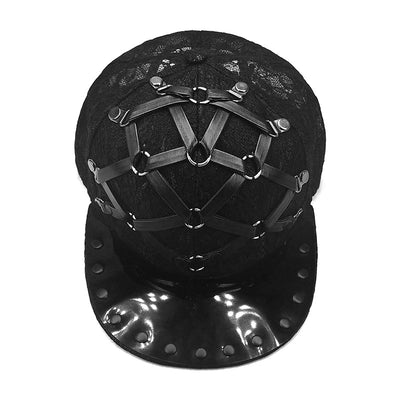 Gorra Punk Hip Hop Cuero X Cuero Visera Plana Unisex - Image 13