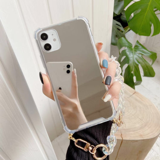 Funda Espejo Electrochapada para Teléfono con Pulsera de Moda