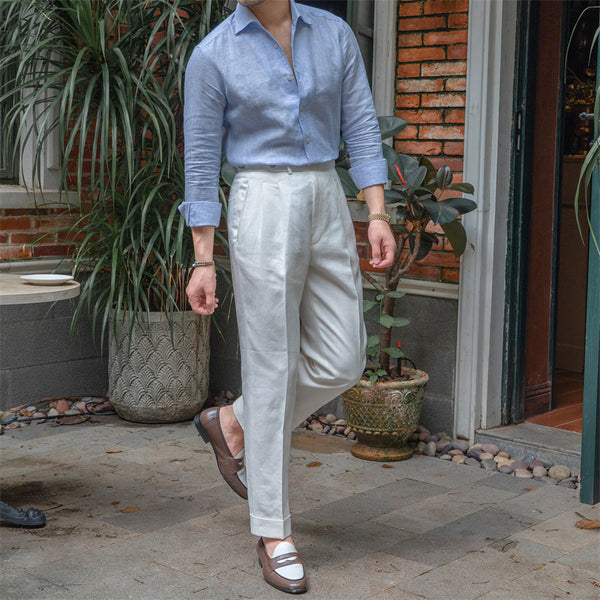 Camisa de Lino Lavado con Cuello y Mangas Largas - Image 4
