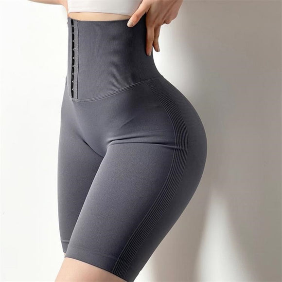 Pantalones de Yoga Moldeadores de Cadera Cintura Tejida Peach para Mujer