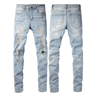 Pantalones Vaqueros Rotos Casual con Elasticidad para Hombre - Image 6