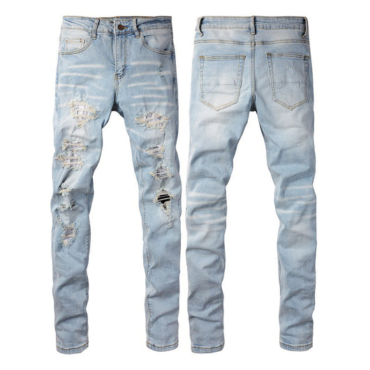 Pantalones Vaqueros Rotos Casual con Elasticidad para Hombre - Image 6