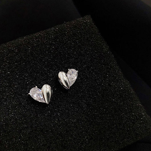 Aretes de Plata Asimétricos Diseño Amor Francés Elegancia Moderna - Image 7