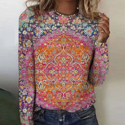 Playera Manga Larga con Estampado 3D Digital para Mujer