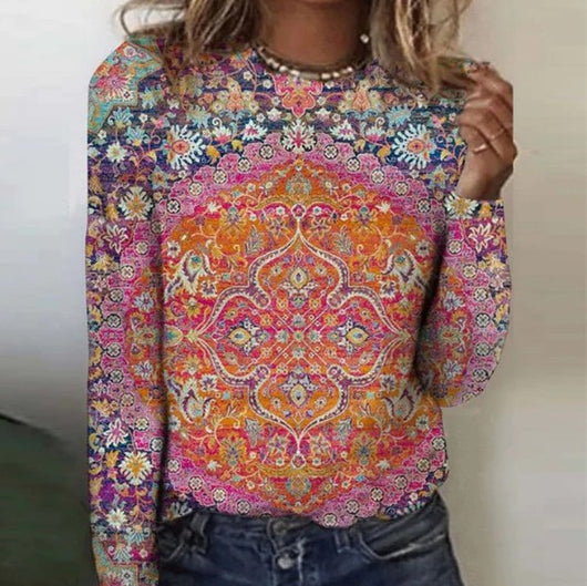 Playera Manga Larga con Estampado 3D Digital para Mujer