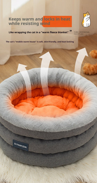 Cama Redonda para Mascotas Acolchada Invierno Tamaño Grande - Image 13