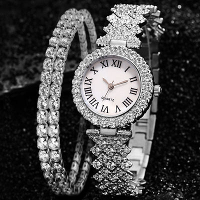 Reloj de Cuarzo Lujo con Diamantes y Pulsera Doble Capa - Set 2 Piezas - Image 13