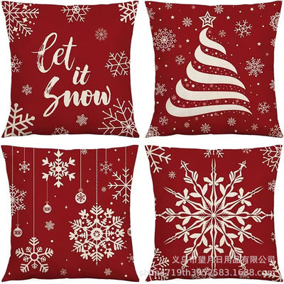 Set de 4 Fundas de Cojines Navideños Muñeco de Nieve y Reno 18x18 Pulgadas - Image 9