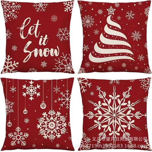 Set de 4 Fundas de Cojines Navideños Muñeco de Nieve y Reno 18x18 Pulgadas - Image 9
